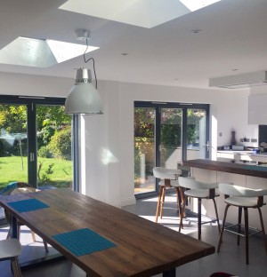 Dining room and kitchen leading to the garden