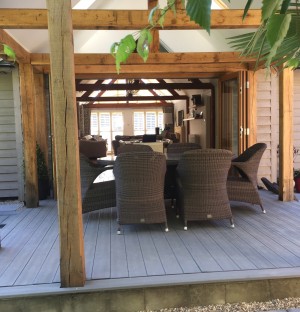 Garden extension with table and chairs