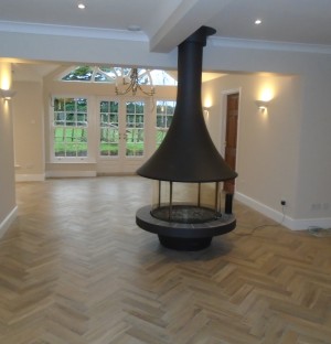 Large fireplace in a built house