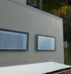 Sky windows in a roof