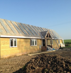Roofing progress on a new build
